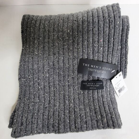 Bloomingdale's Men's Grey Donegal Scarf Wool Blend 74" x 10" Long Gray - NWT - Picture 2 of 4